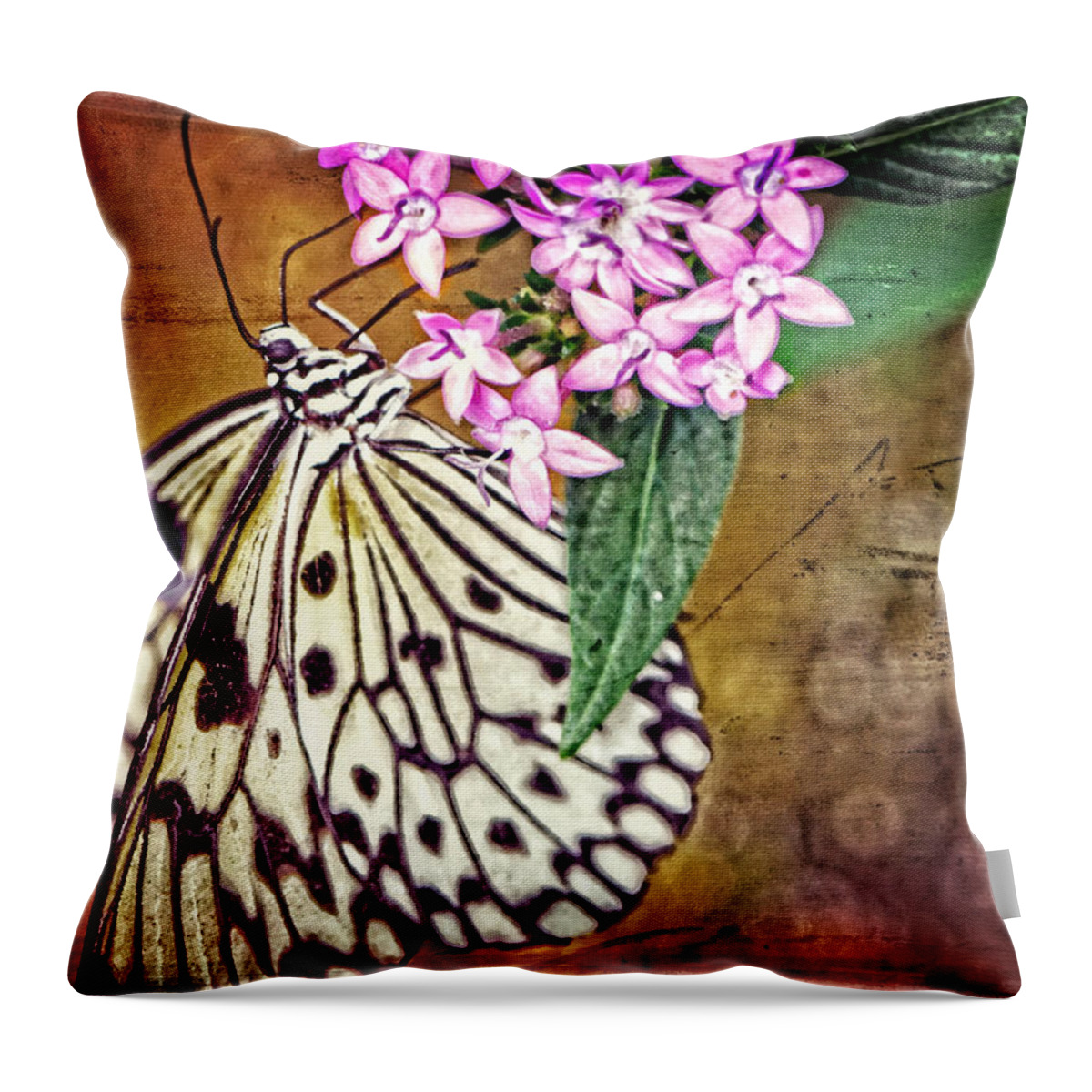 Butterfly Throw Pillow featuring the painting Butterfly Art - Hanging On - By Sharon Cummings by Sharon Cummings