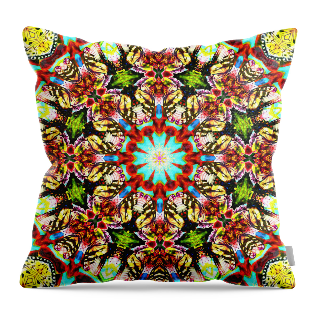 Kaleidoscope Throw Pillow featuring the digital art Butterfly Ball No 4 by Charmaine Zoe