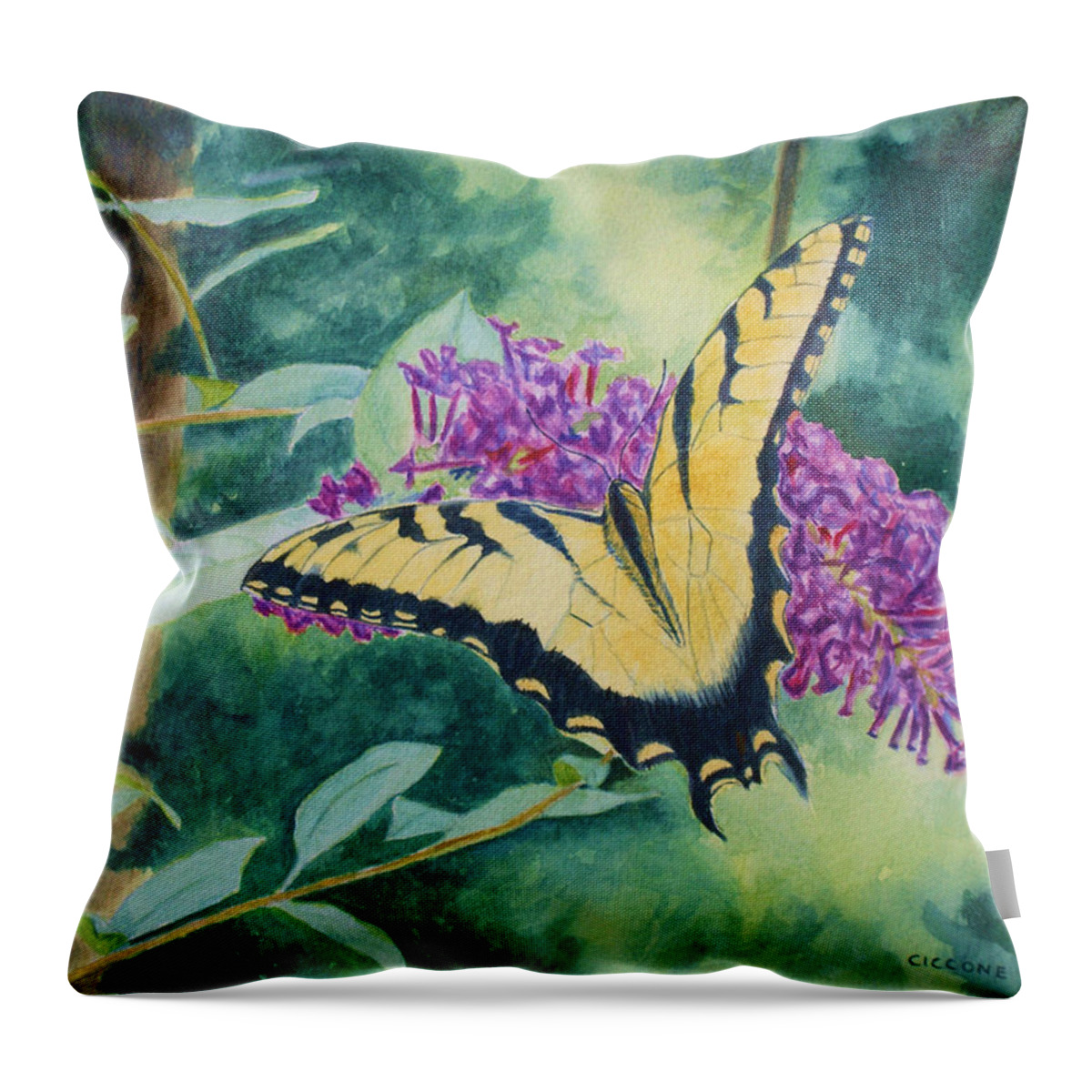 Butterfly Throw Pillow featuring the painting Butterfly Bush by Jill Ciccone Pike