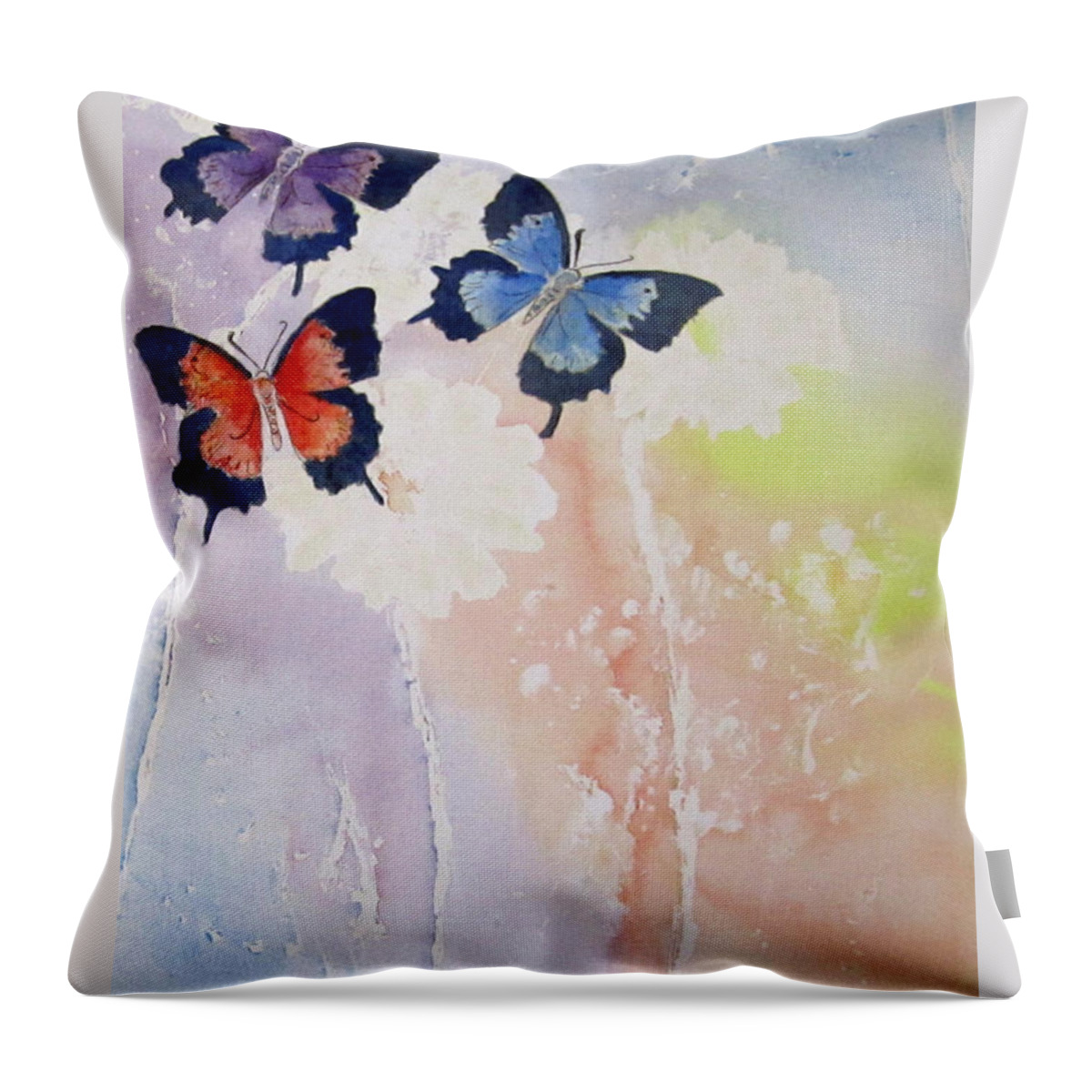 Butterfly's Throw Pillow featuring the painting Butterfly dream by Elvira Ingram