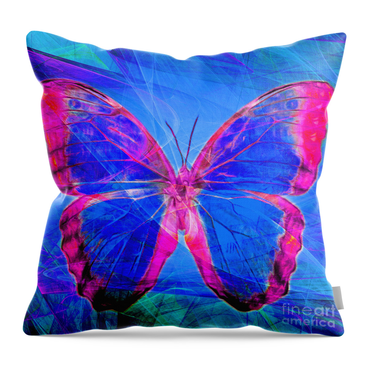 Butterfly Throw Pillow featuring the photograph Butterfly DSC2969p32 square by Wingsdomain Art and Photography