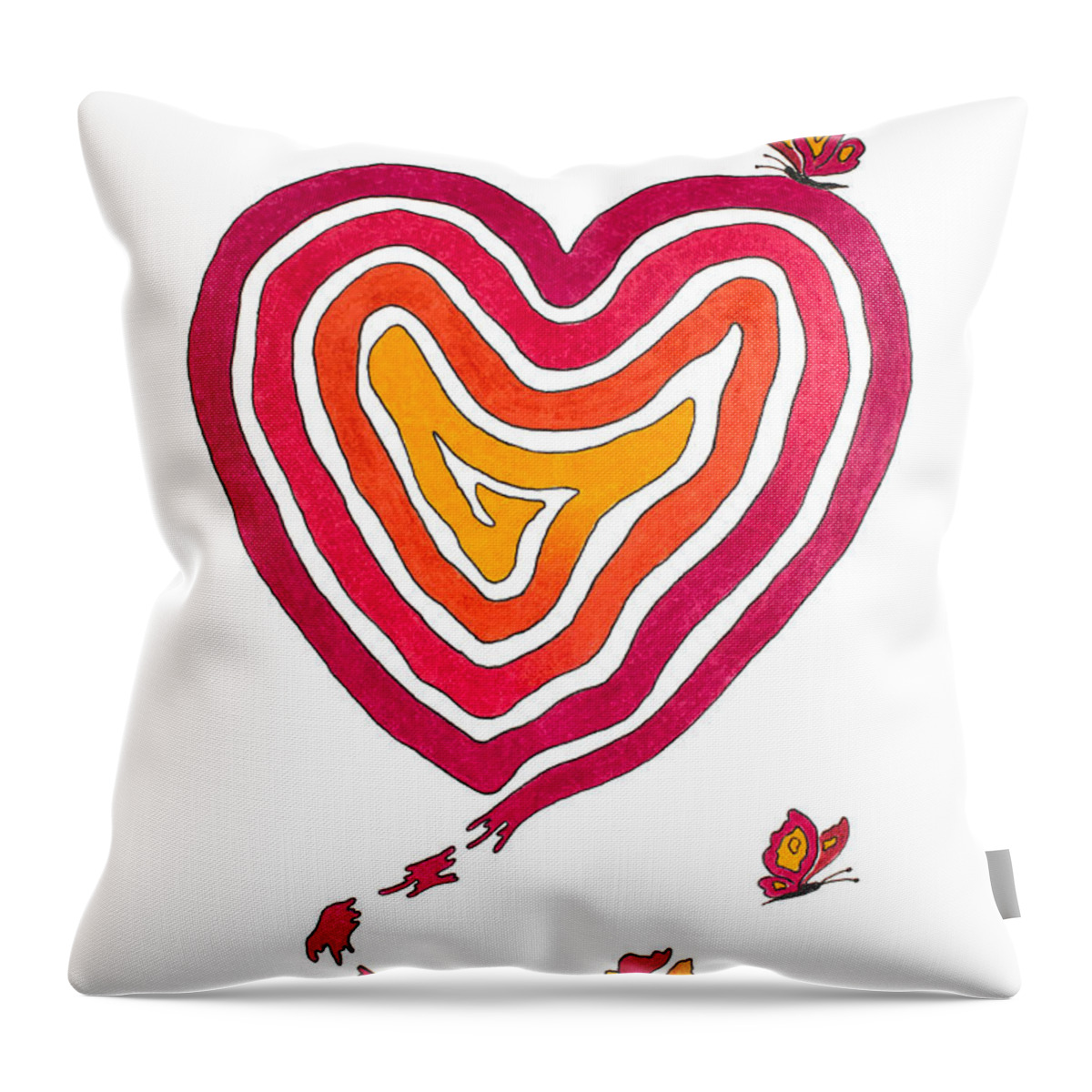 Heart Throw Pillow featuring the drawing Butterfly Heart by Andreas Berthold