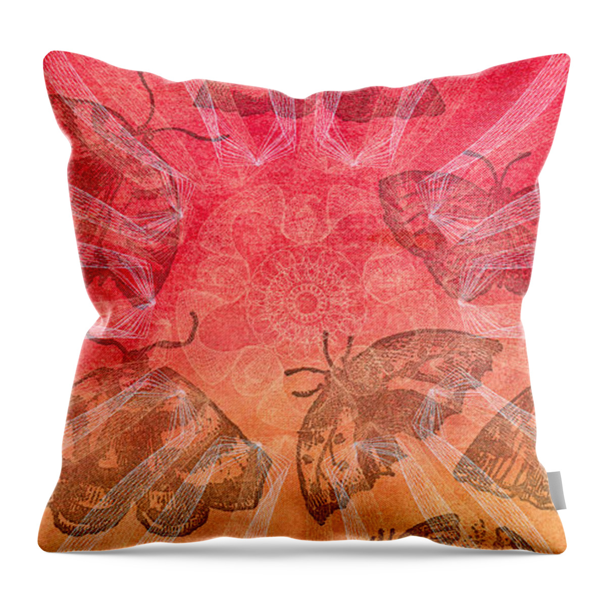 Butterfly Throw Pillow featuring the digital art Butterfly Letterpress Watercolor by Kyle Hanson