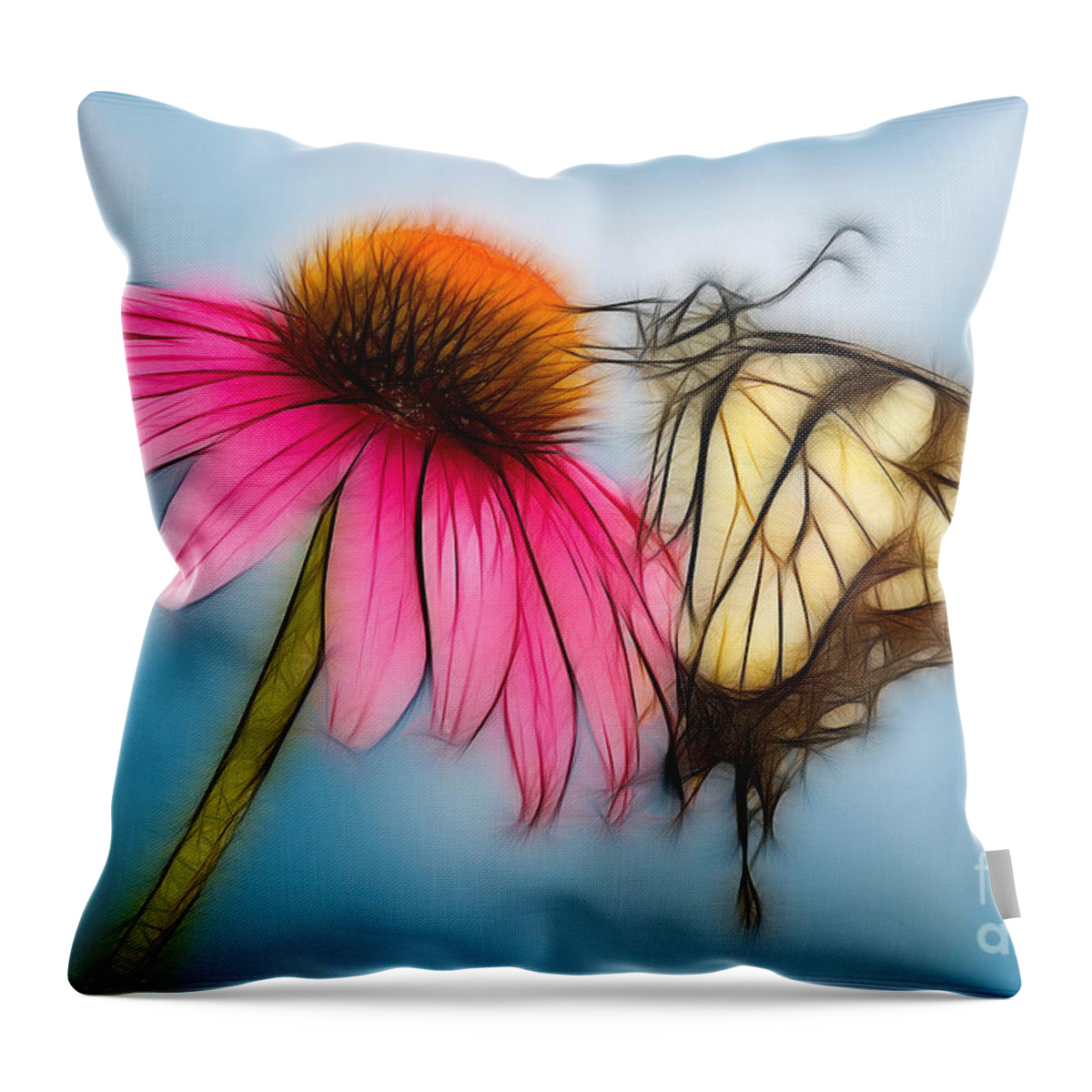 Artistic Throw Pillow featuring the photograph Butterfly on Flower by Jerry Fornarotto