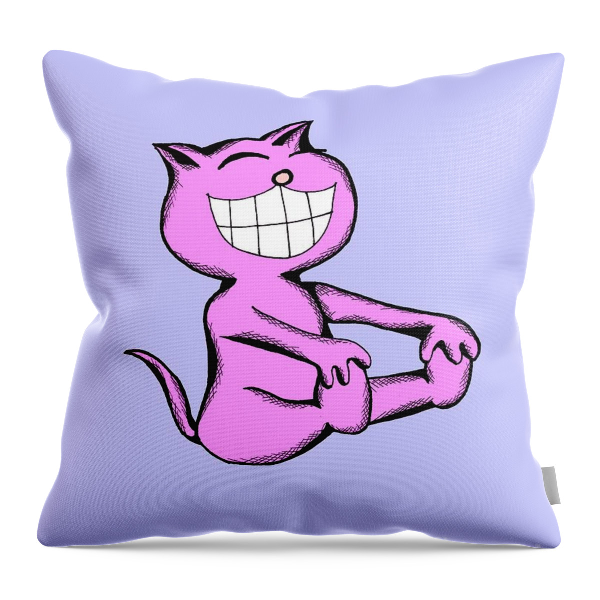 Cat Throw Pillow featuring the digital art Button Laughing in Toy Colors by Pet Serrano