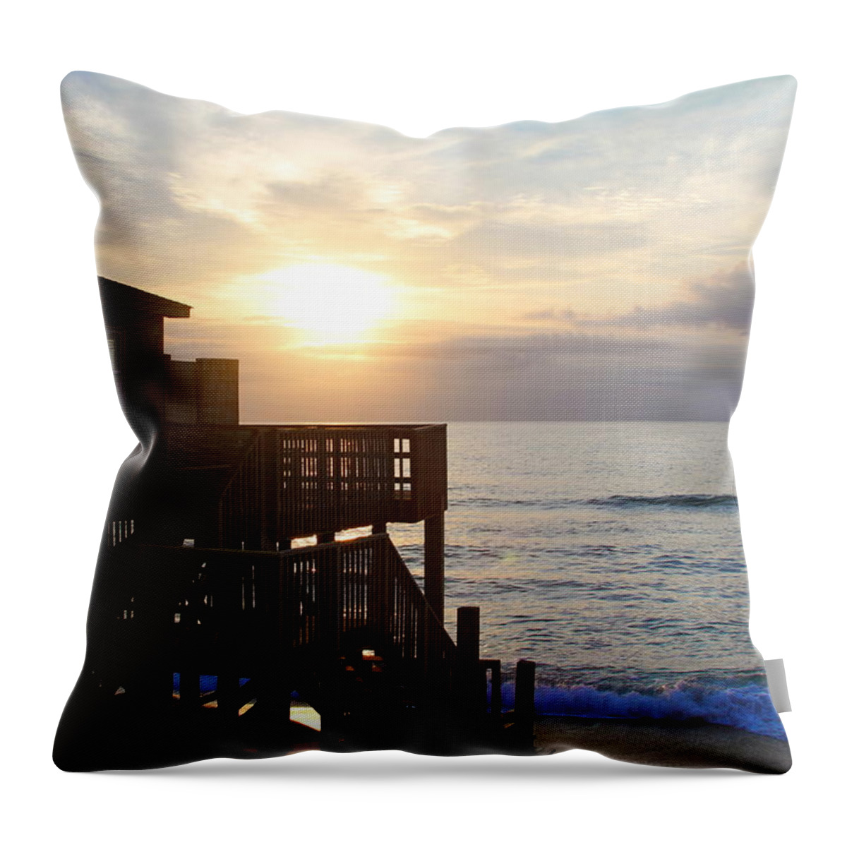 Buxton Throw Pillow featuring the photograph Buxton Sunset by Cathy Lindsey