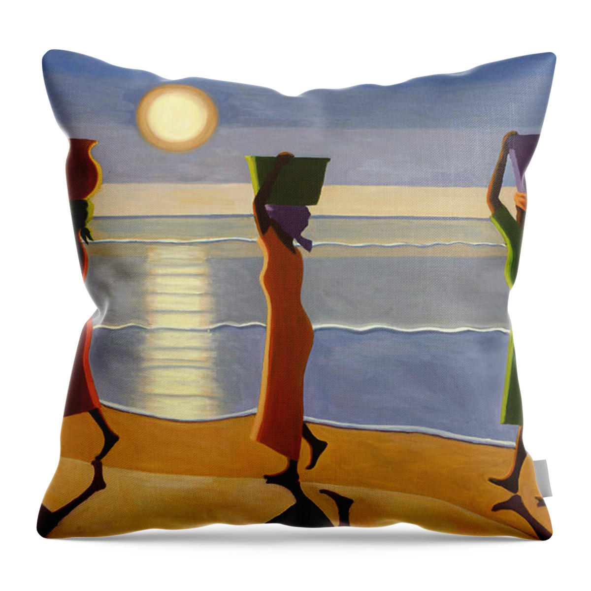 3 Throw Pillow featuring the painting By The Beach by Tilly Willis