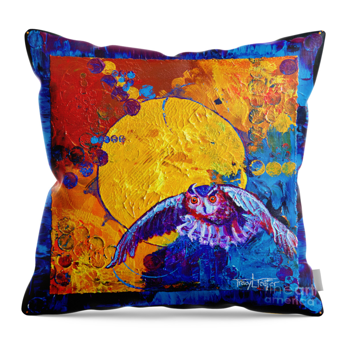 Halloween Throw Pillow featuring the painting By the Light of the Moon by Tracy L Teeter 