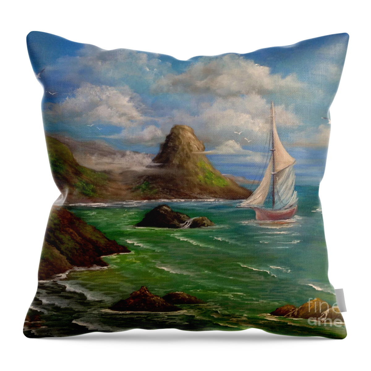 Ships Throw Pillow featuring the painting By Tomorrow by Bella Apollonia