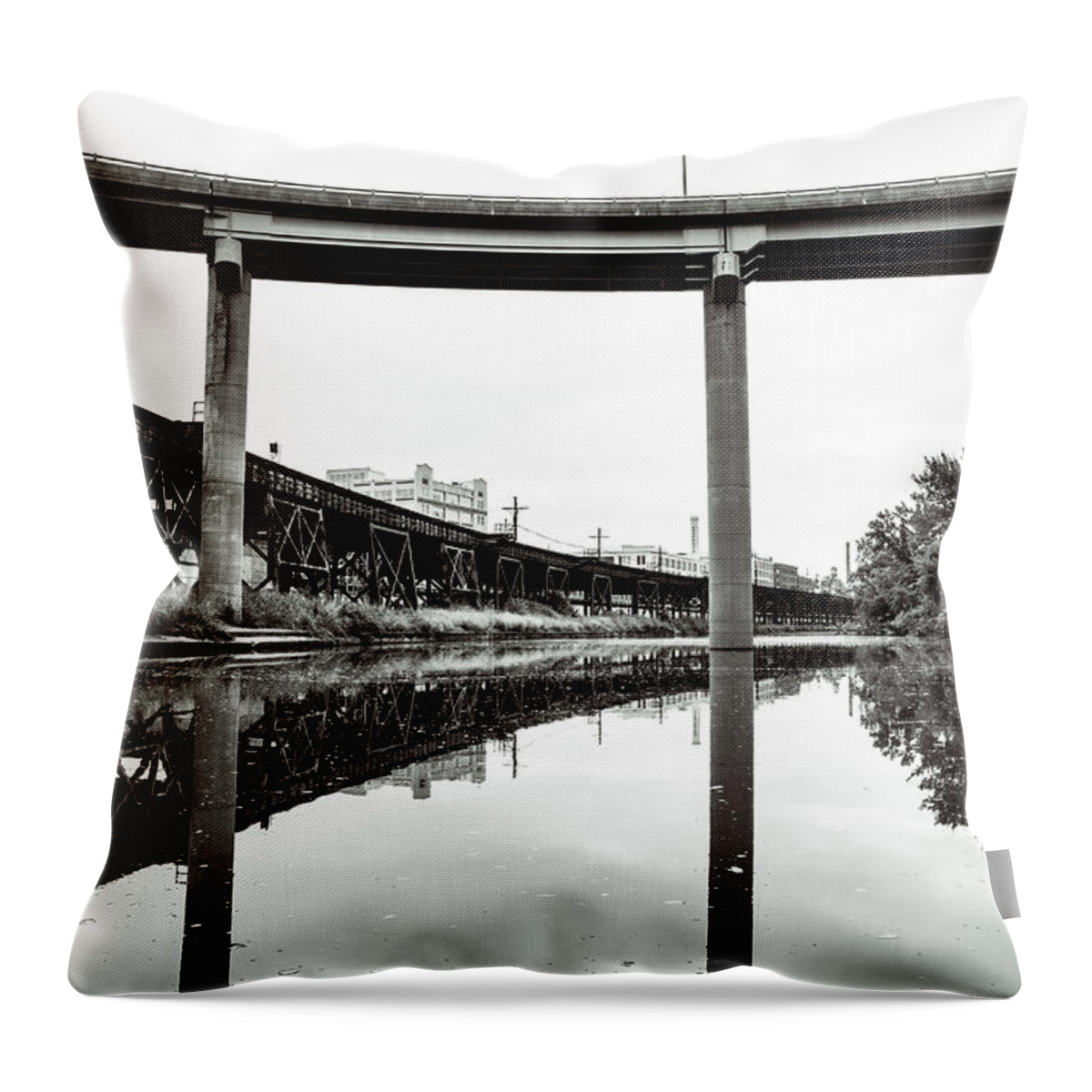 Bridge Throw Pillow featuring the photograph By Train Boat or Automobile by Stacy Abbott