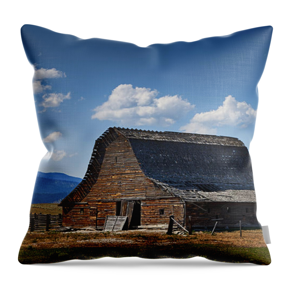 Buildings Throw Pillow featuring the photograph Bygone Days Barn by Mary Jo Allen