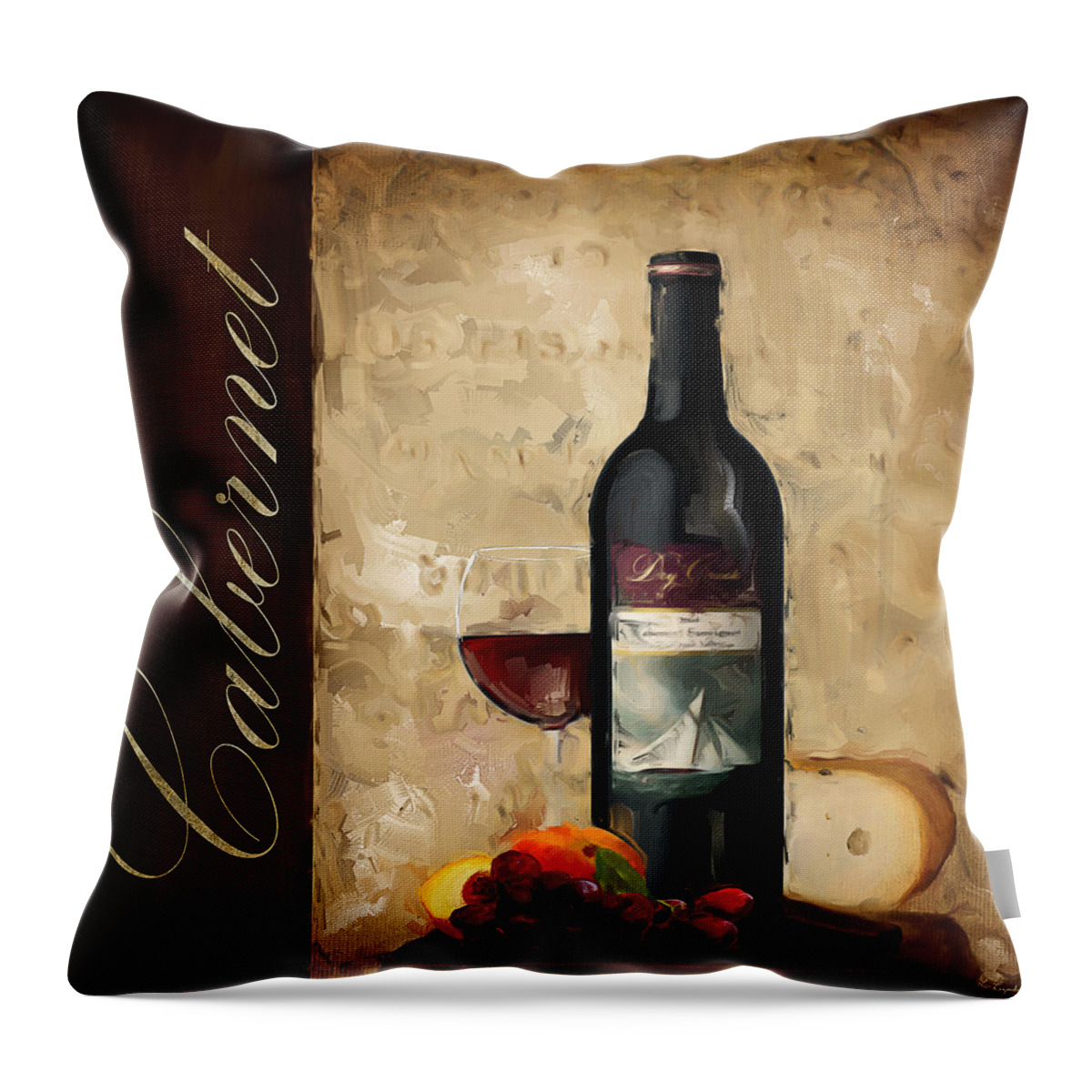 Wine Throw Pillow featuring the painting Cabernet III by Lourry Legarde