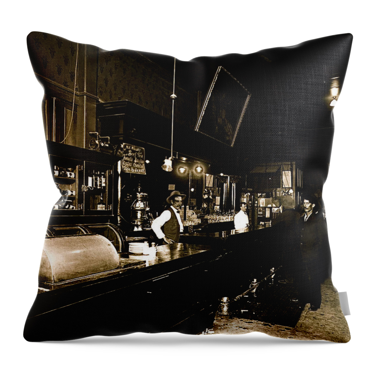 Cabinet Club Saloon 68 W. Congress Tucson Arizona C.1910-2008 Throw Pillow featuring the photograph Cabinet Club Saloon 68 W. Congress Tucson Arizona c.1910-2008 by David Lee Guss