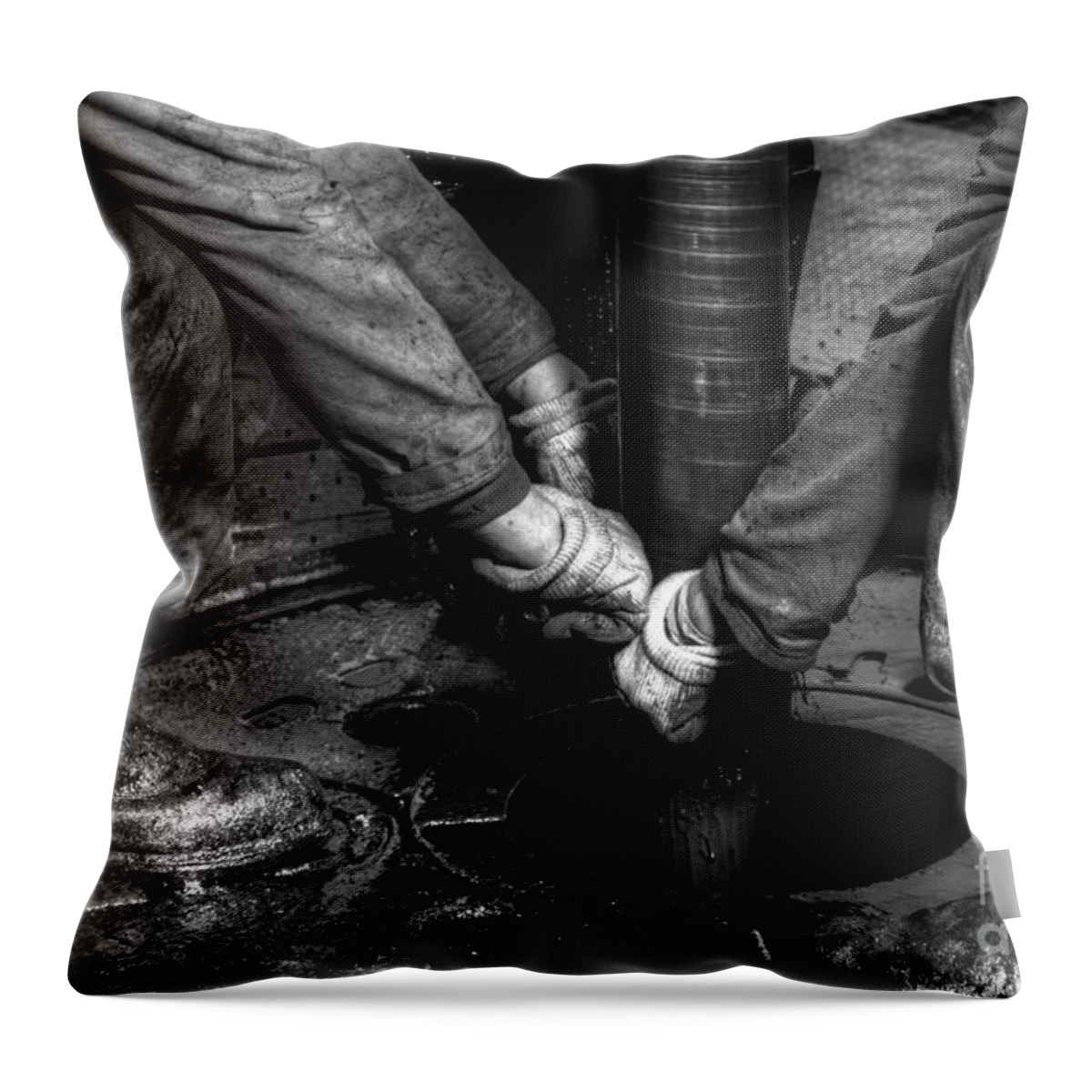 Oil Rig Throw Pillow featuring the photograph Cac001bw-25 by Cooper Ross