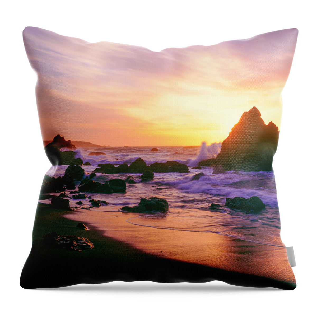 Water's Edge Throw Pillow featuring the photograph California Coastline by Ron thomas