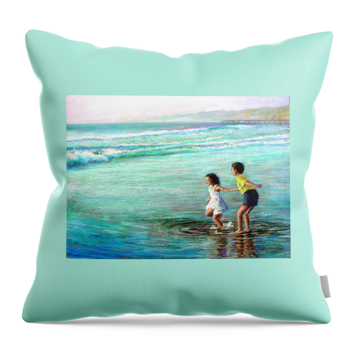 Children Throw Pillow featuring the painting California Dream by Mary Giacomini
