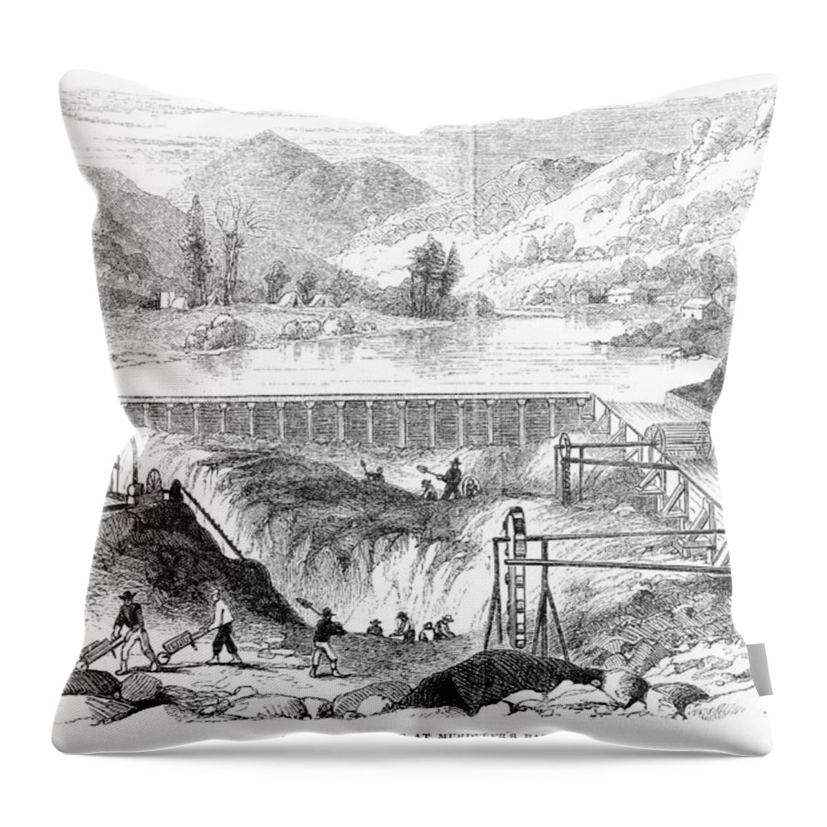 1860 Throw Pillow featuring the photograph California Gold Rush by Granger