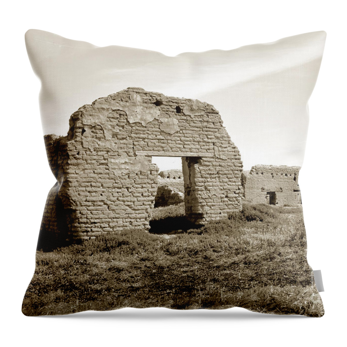 Nuestra Senora De La Soledad Circa 1900 Throw Pillow featuring the photograph Soledad California Mission Monterey Co. circa 1900 by Monterey County Historical Society