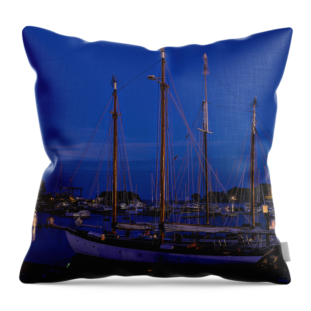 Camden Maine Throw Pillow featuring the photograph Camden Harbor Maine at 4AM by Marty Saccone
