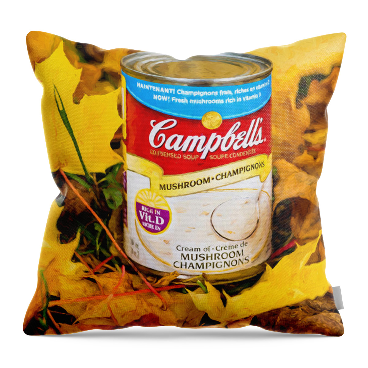 Can Throw Pillow featuring the photograph Mushrooms In Autumn by Les Palenik