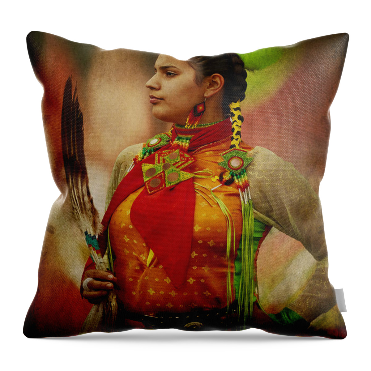 Canadian Throw Pillow featuring the photograph Canadian Aboriginal Woman by Eduardo Tavares