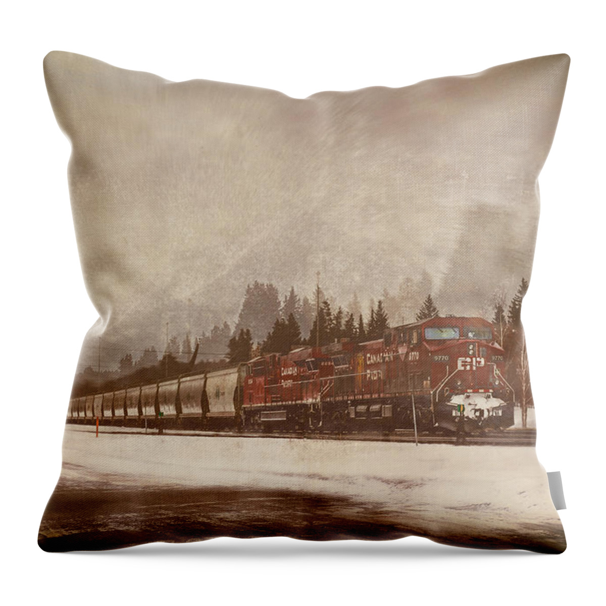 Canadian Pacific Throw Pillow featuring the digital art Canadian Pacific In Banff by Eduardo Tavares