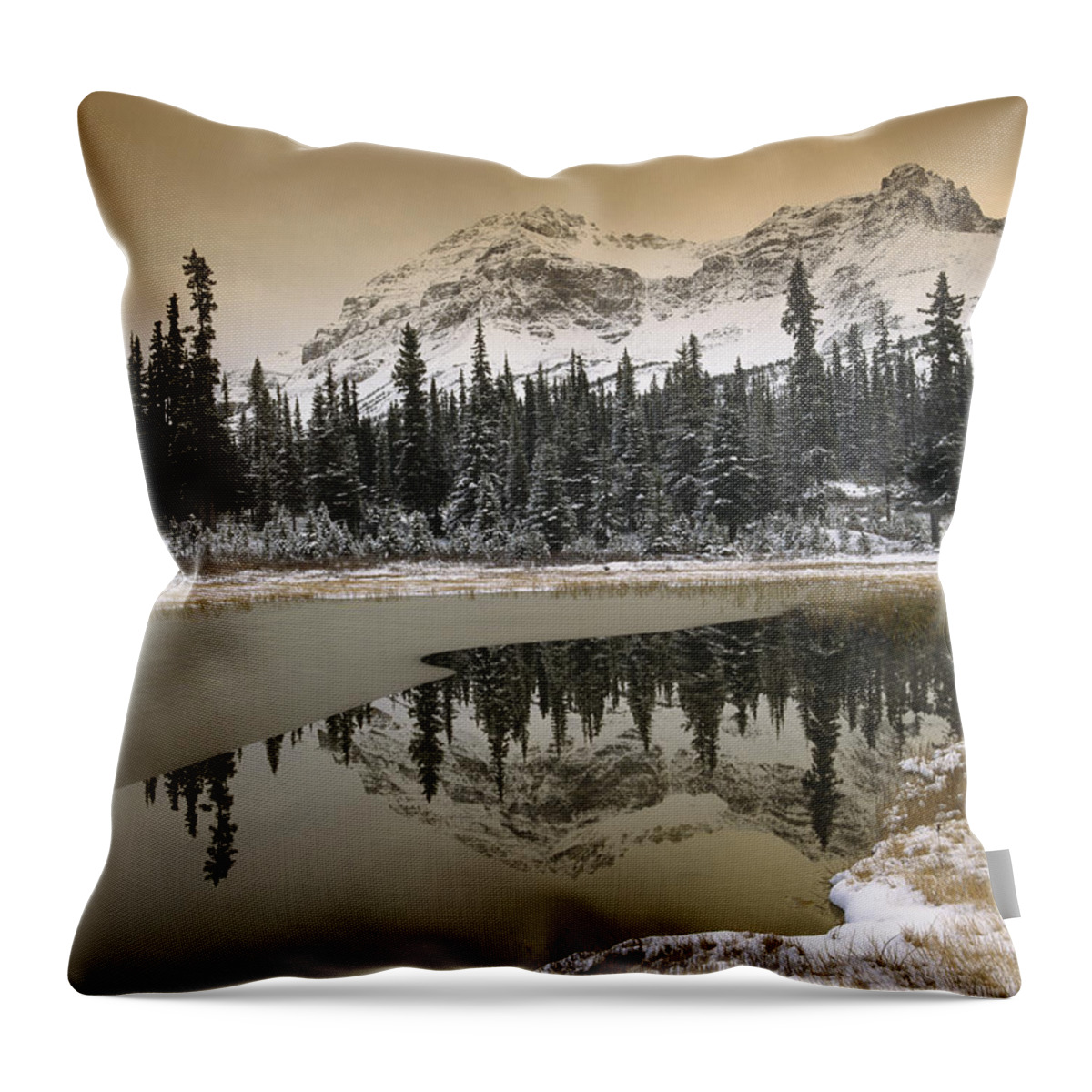 00170867 Throw Pillow featuring the photograph Canadian Rockies Dusted with Snow by Tim Fitzharris