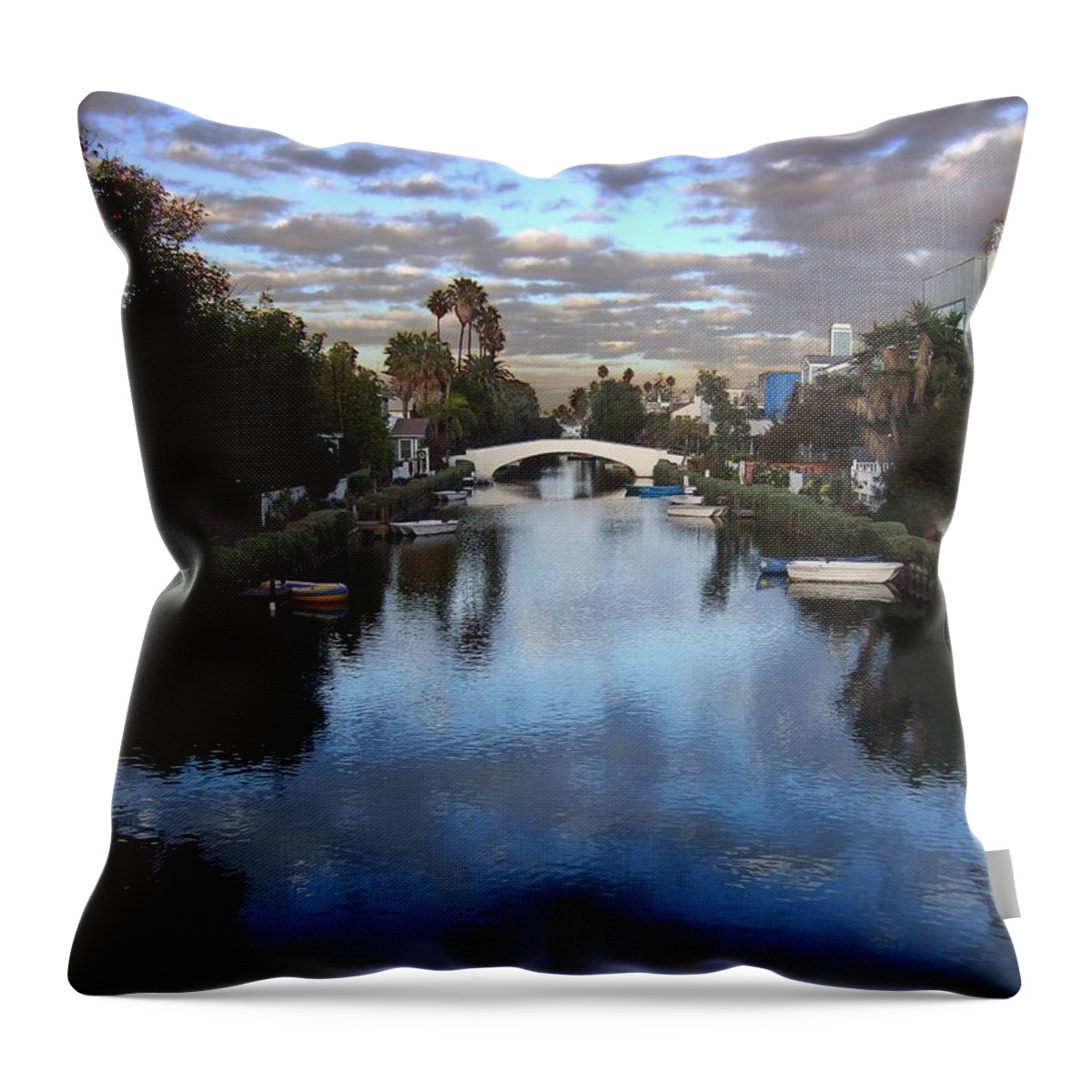 Los Angeles Throw Pillow featuring the photograph Canal by Steve Ondrus