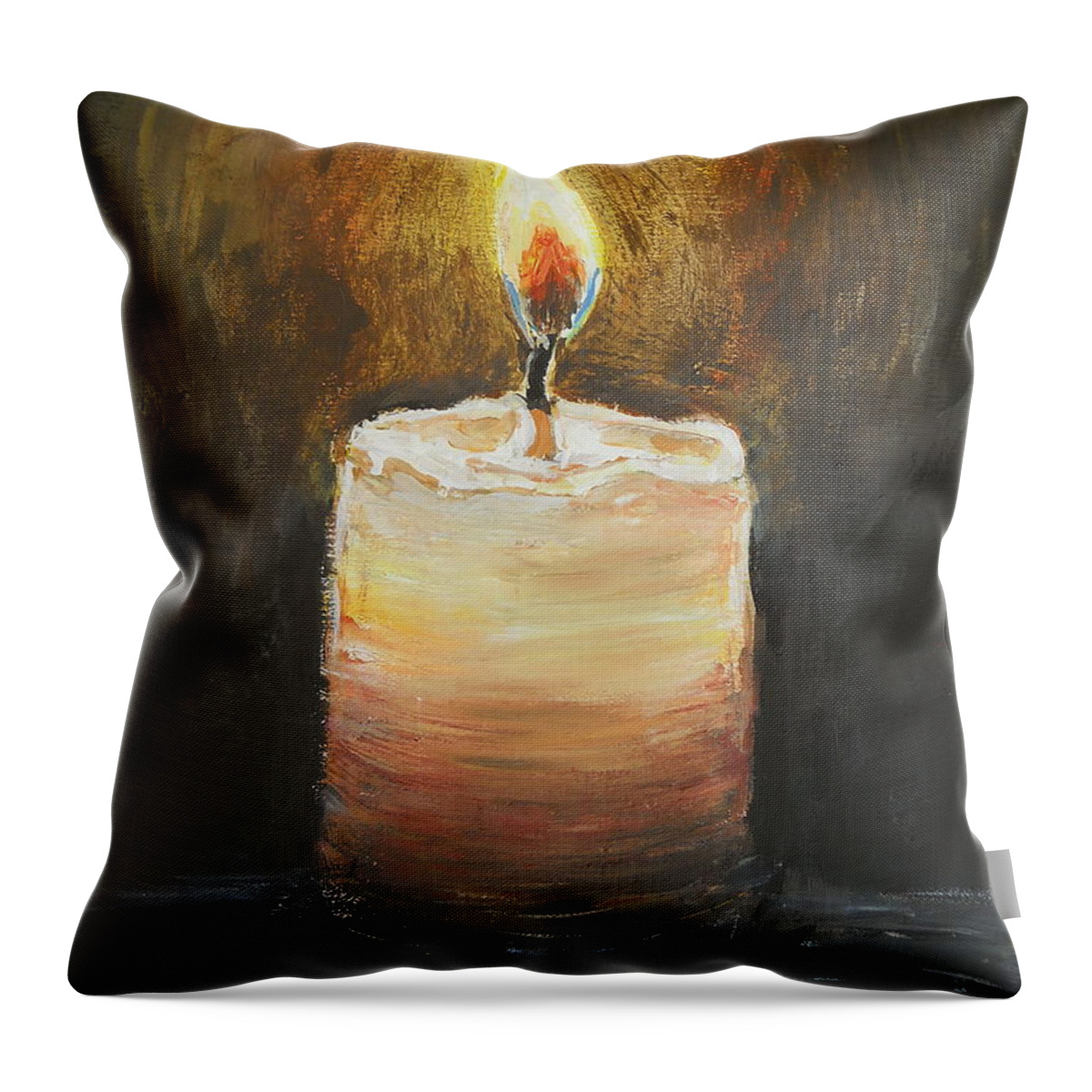 Candle Throw Pillow featuring the painting Candle by Sheena Kohlmeyer