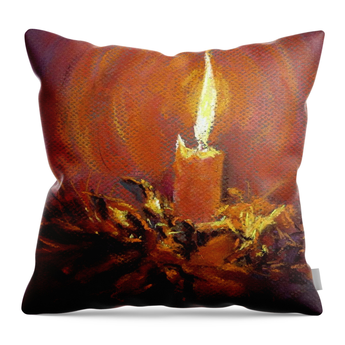 Candelight Throw Pillow featuring the painting Candlelight by Jieming Wang