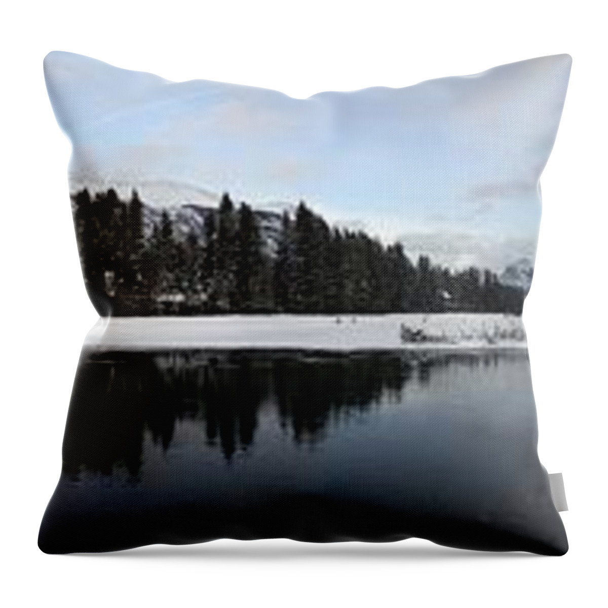 Panorama Throw Pillow featuring the photograph Winter Mountain Calm - Canmore, Alberta by Ian McAdie