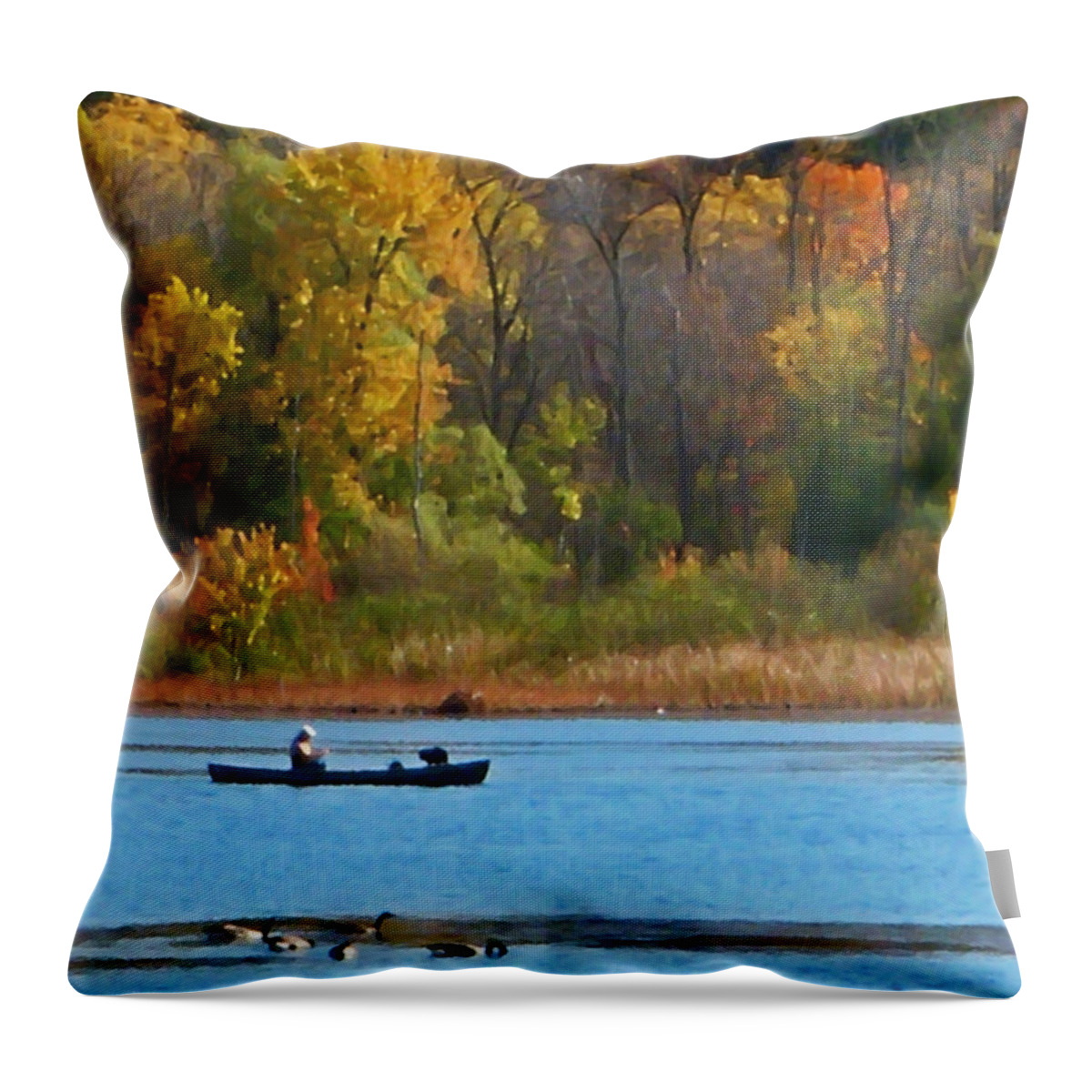 Canoe Throw Pillow featuring the photograph Canoer 2 by Aimee L Maher ALM GALLERY