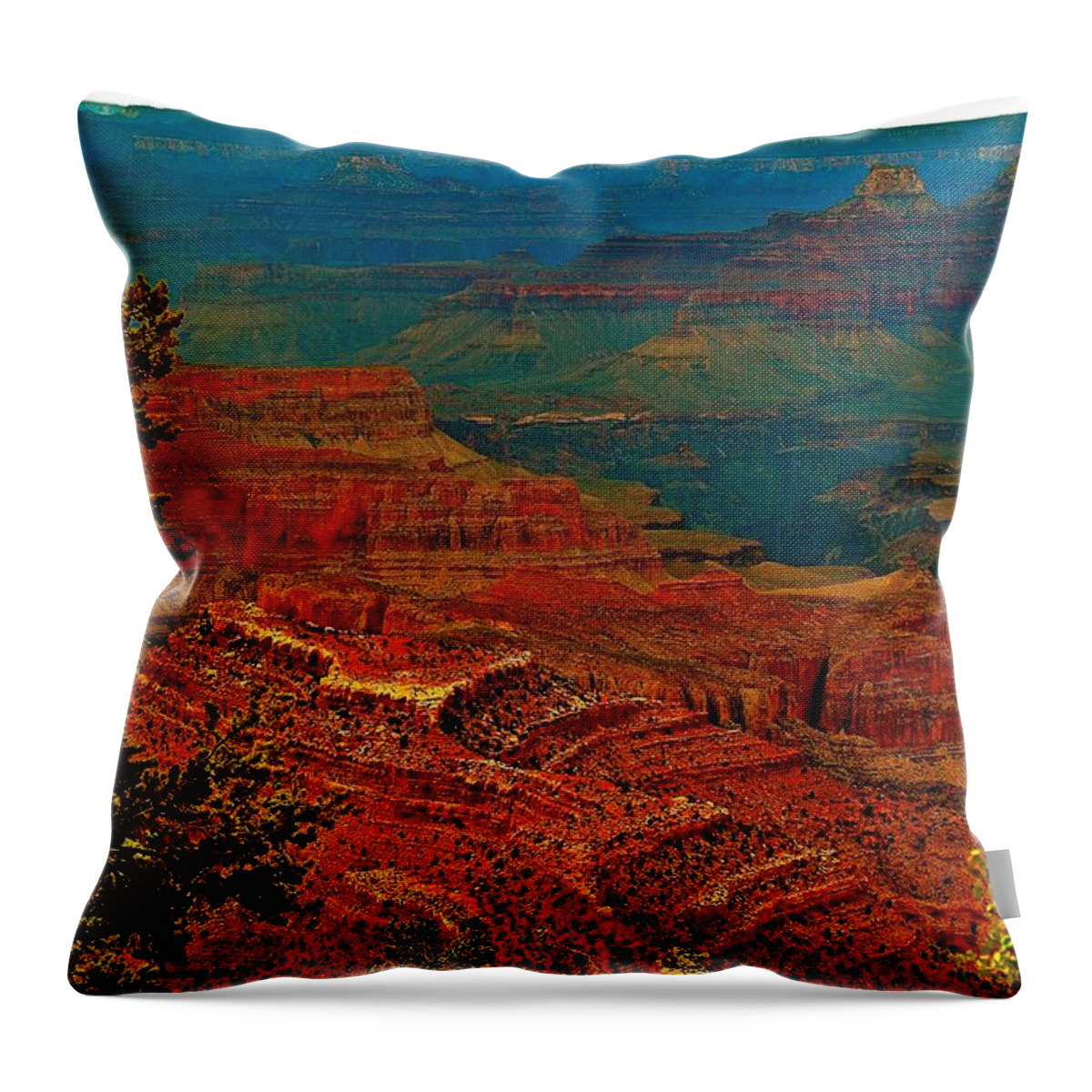 Grand Canyon Throw Pillow featuring the photograph Canyon colours show through by Jim Hogg