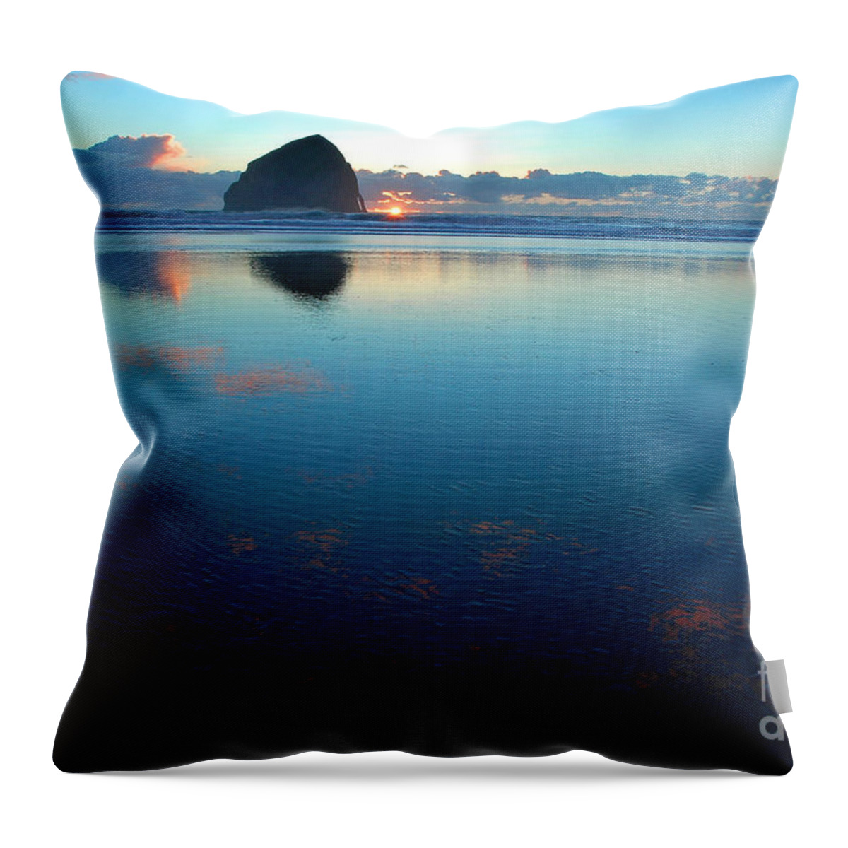 Afterglow Throw Pillow featuring the photograph Cape Kiwanda Seascape by Nick Boren