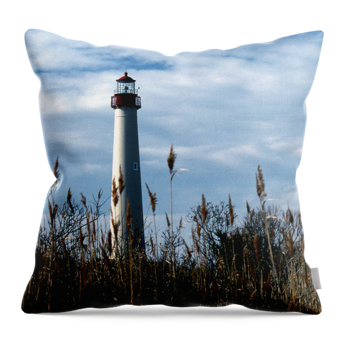 Lighthouses Throw Pillow featuring the photograph Cape May Light by Skip Willits
