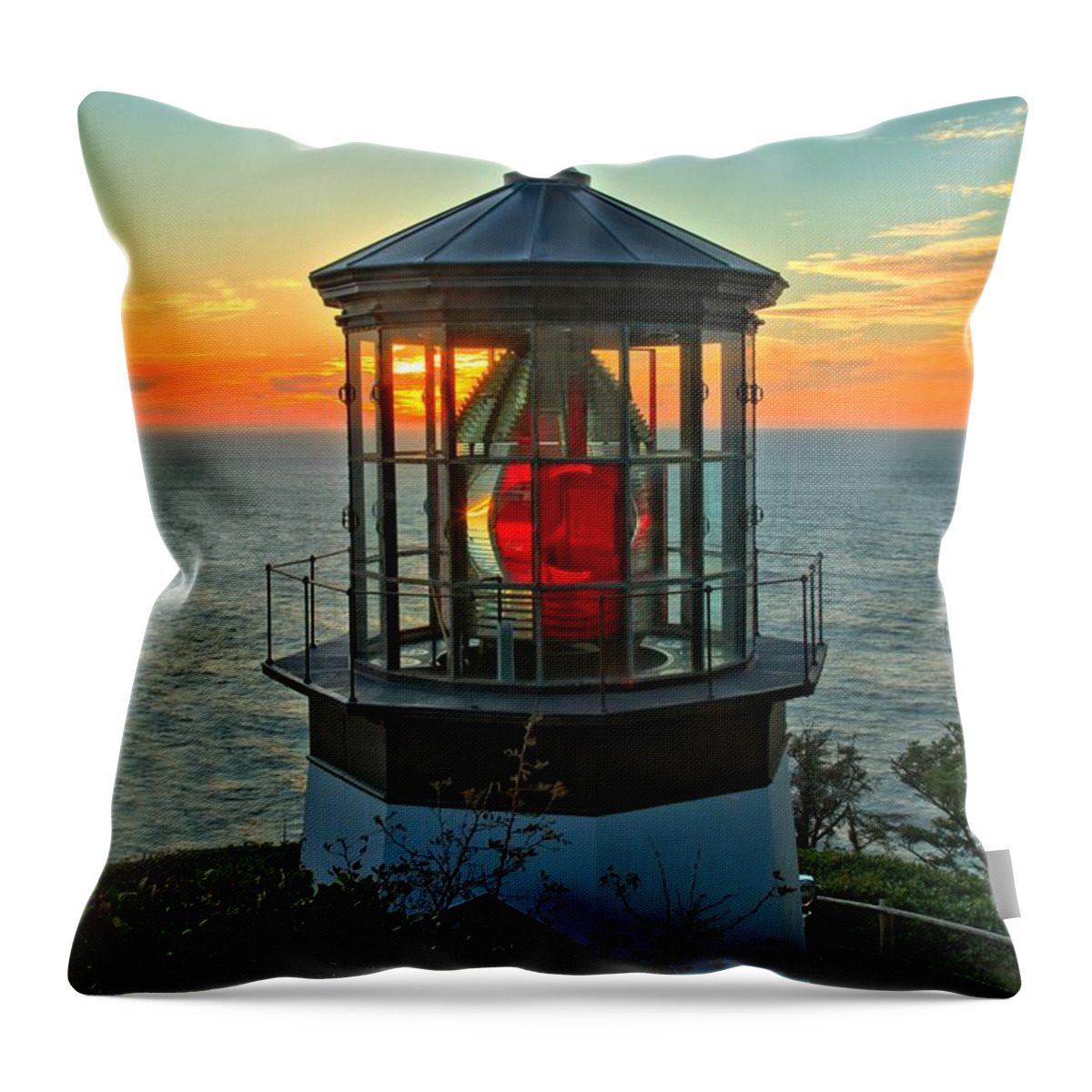 Cape Meares Throw Pillow featuring the photograph Cape Meares Light Portrait by Adam Jewell