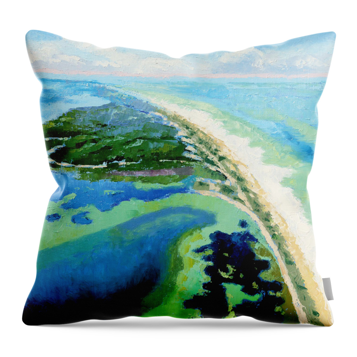 Landscape Throw Pillow featuring the painting Cape San Blas Florida by John Lautermilch