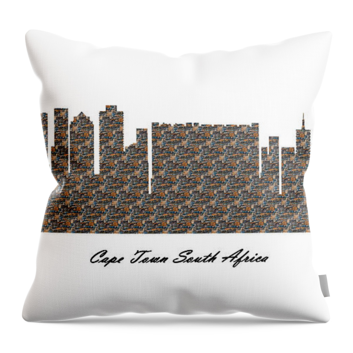 Fine Art Throw Pillow featuring the digital art Cape Town South Africa 3D Stone Wall Skyline by Gregory Murray