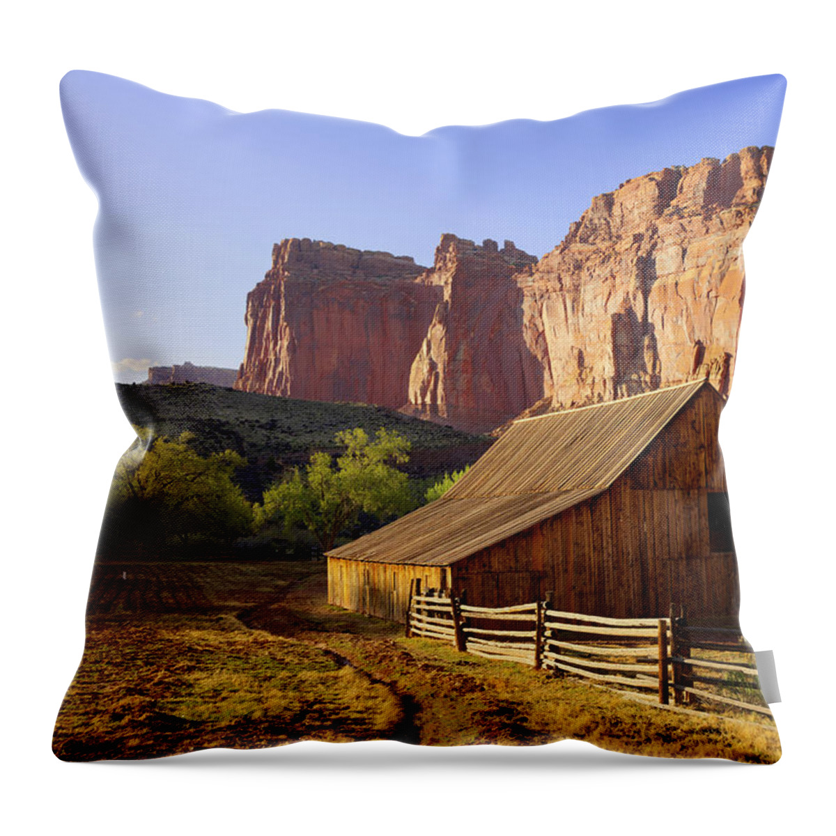 Utah Throw Pillow featuring the photograph Capitol Barn by Chad Dutson