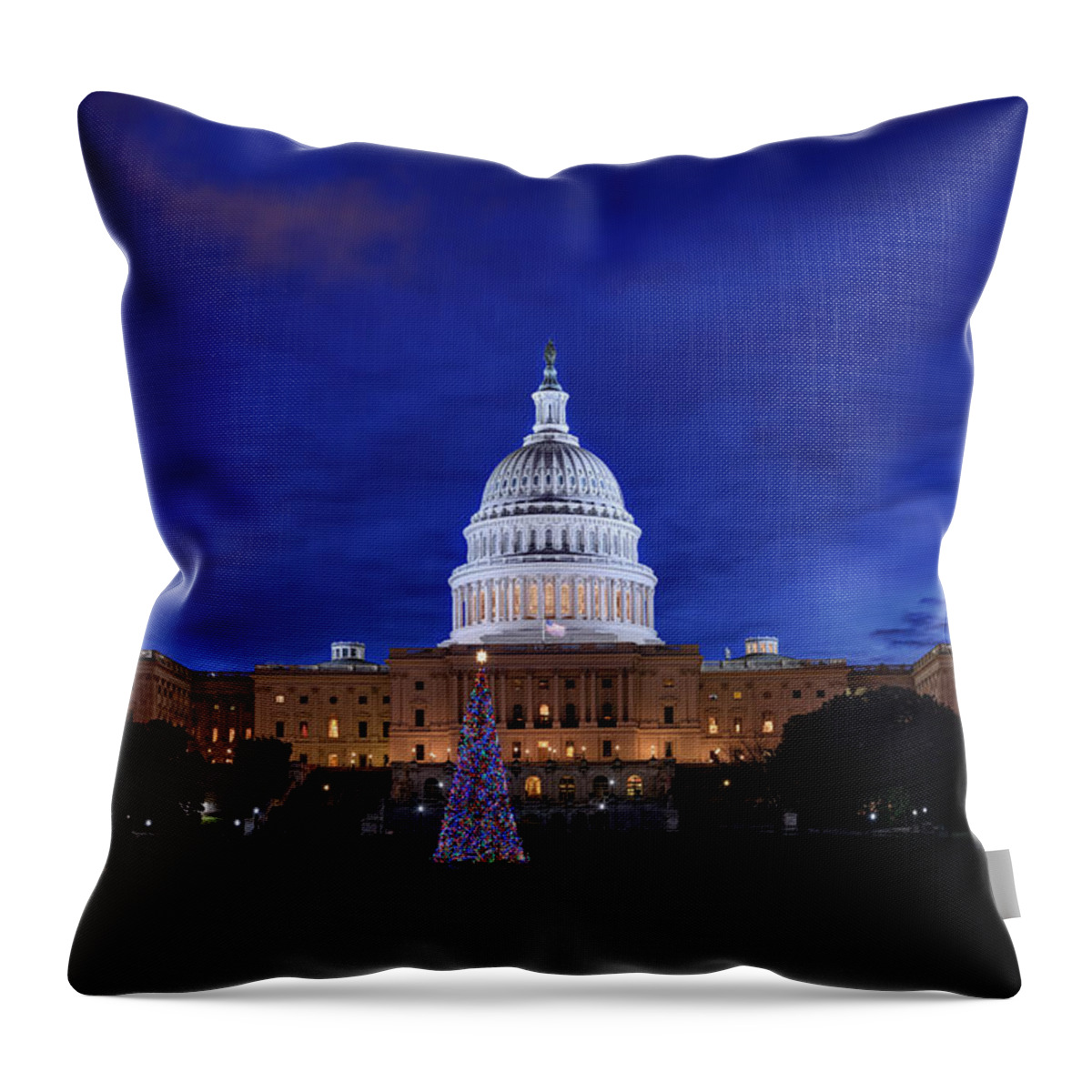 Us Throw Pillow featuring the photograph Capitol Christmas - 2013 by Metro DC Photography