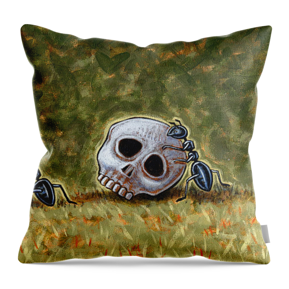 Skulls Throw Pillow featuring the painting Caprichos Calaveras #3 by Holly Wood