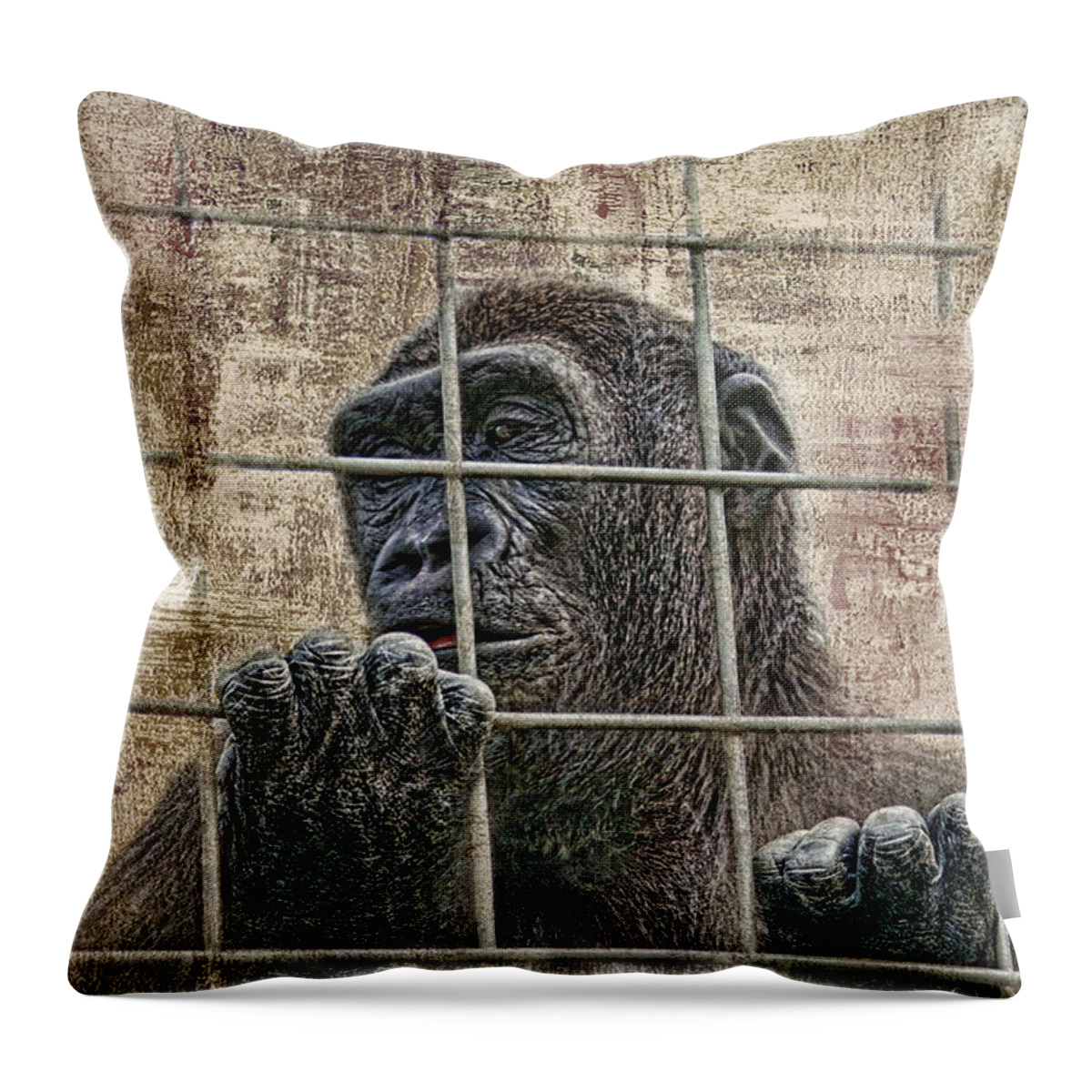 Gorilla Throw Pillow featuring the photograph Captivity by Tom Mc Nemar