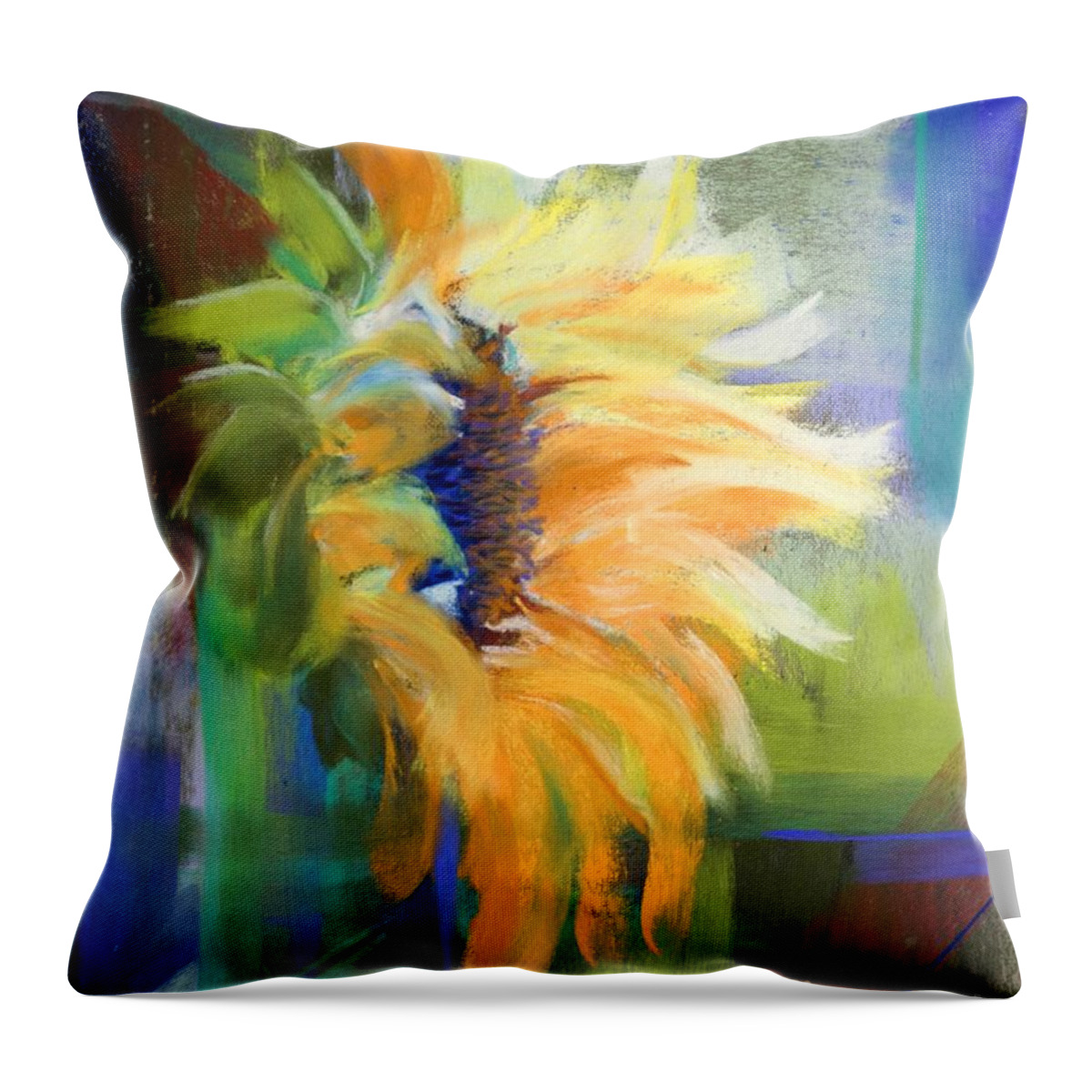 Kansas Throw Pillow featuring the pastel Captured Sunlight by Tracy L Teeter 