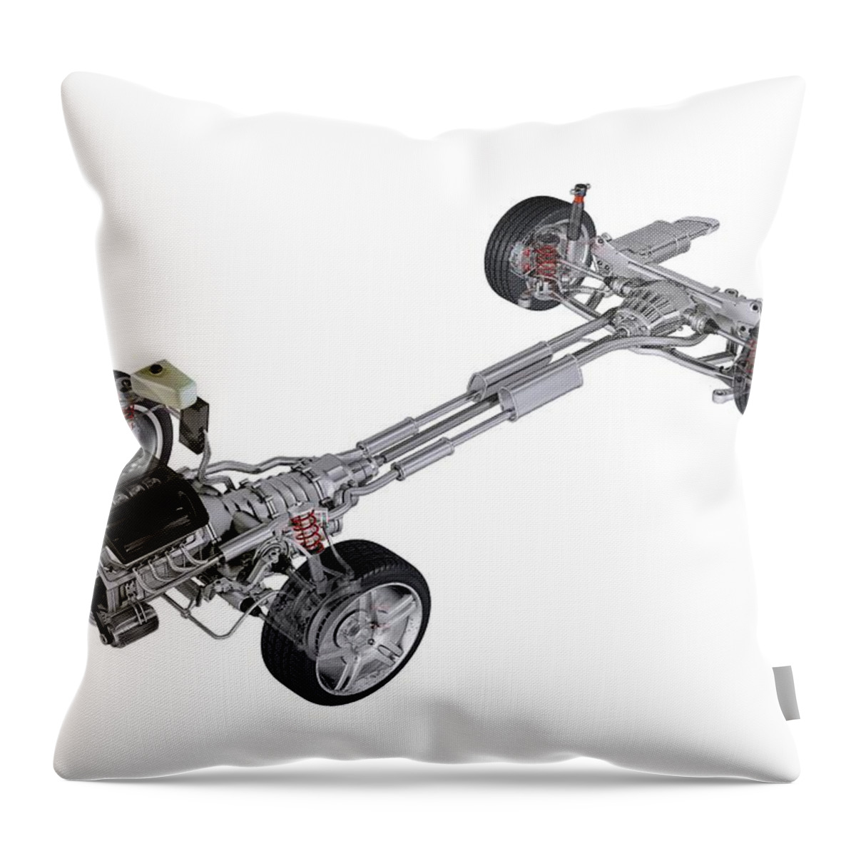 White Background Throw Pillow featuring the digital art Car Chassis, Artwork by Leonello Calvetti