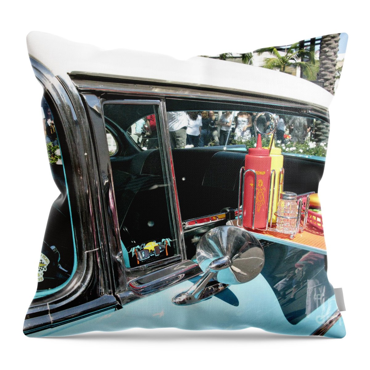 Famous Throw Pillow featuring the photograph Car hop by Nina Prommer