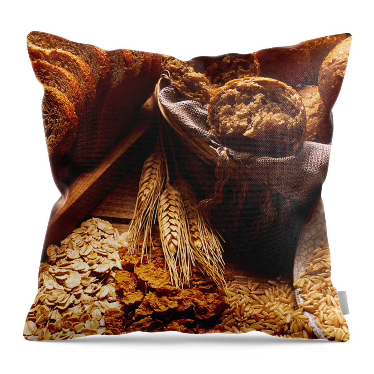 Science Throw Pillow featuring the photograph Carbohydrates Bread And Grains by Science Source