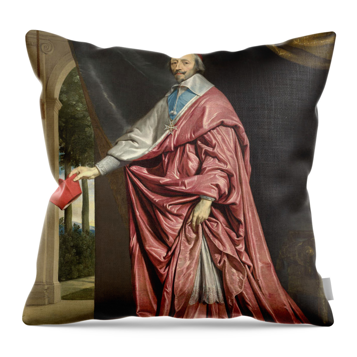 Philippe De Champaigne Throw Pillow featuring the painting Cardinal de Richelieu by Philippe de Champaigne