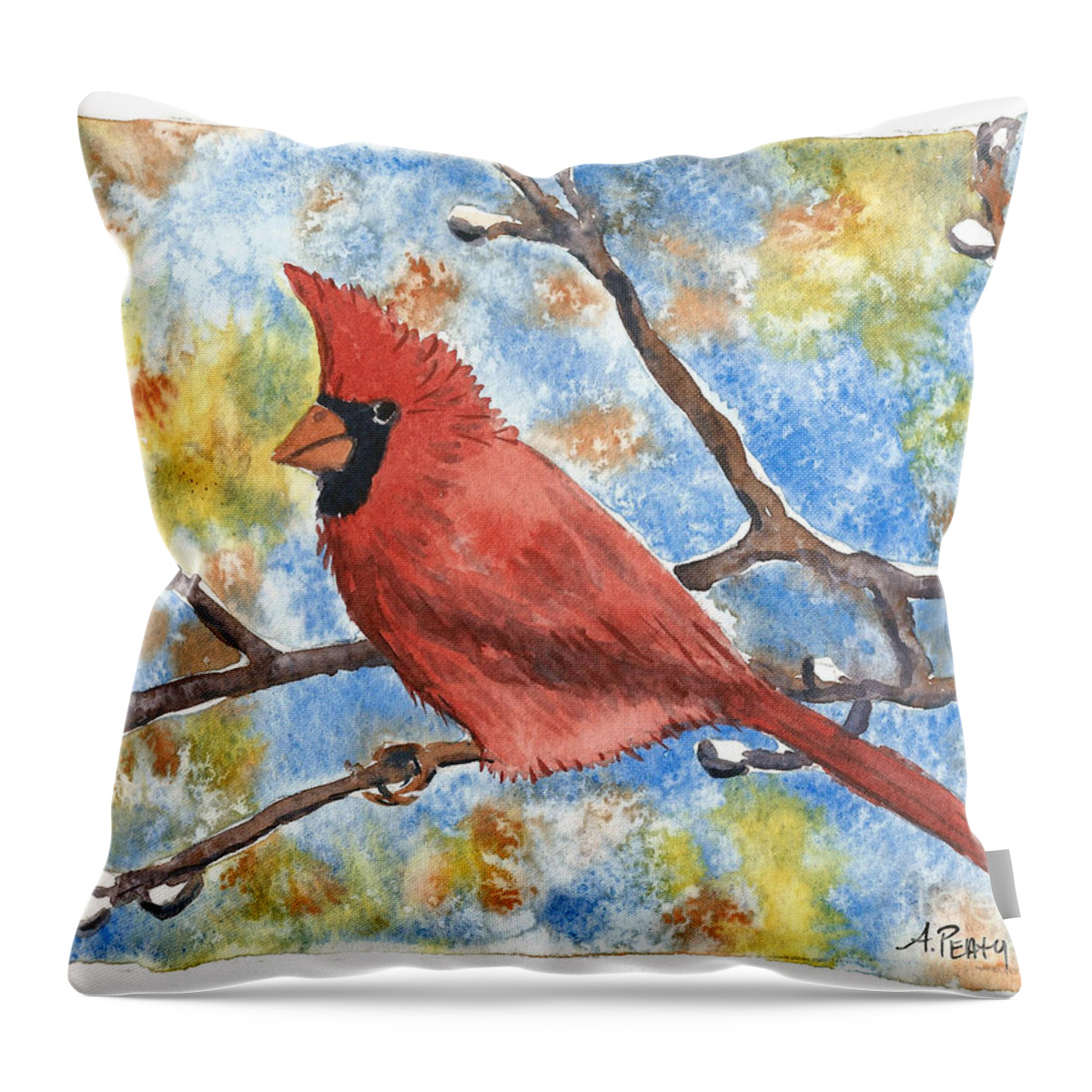 Cardinal Throw Pillow featuring the painting Cardinal Rule by Audrey Peaty