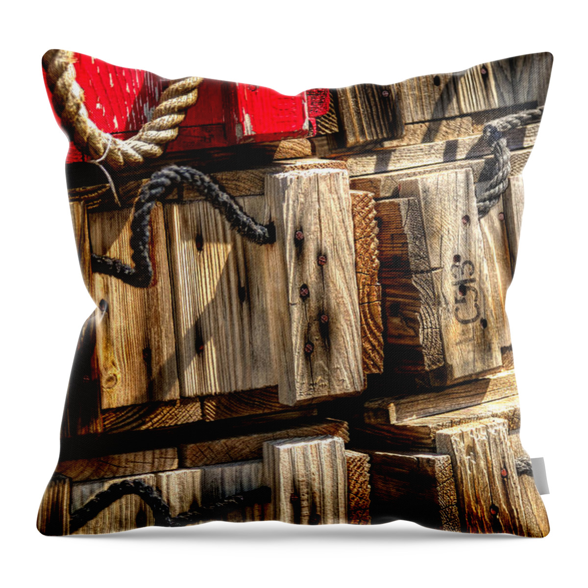 Cargo Throw Pillow featuring the photograph Cargo Boxes 21861 by Jerry Sodorff