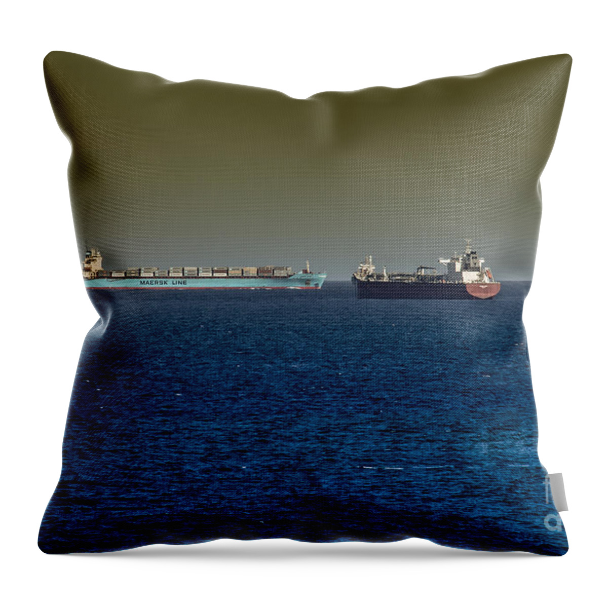 Ship Throw Pillow featuring the photograph Cargo Steamer by Rene Triay FineArt Photos